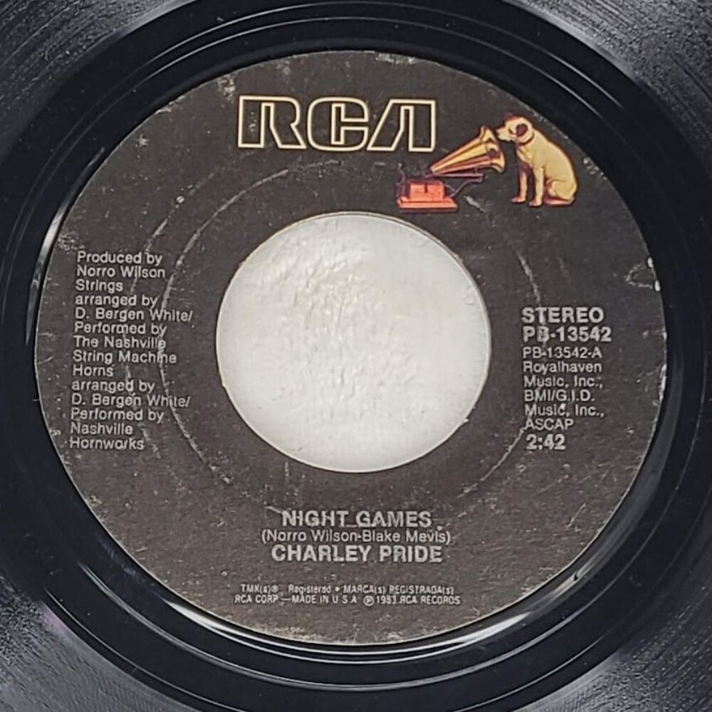 Charley Pride Night Games / I Could Let Her Get Close To Me 45 RPM Vinyl 1983